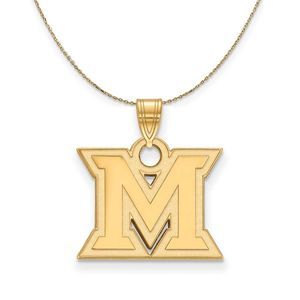 14k Yellow Gold Miami U Small Initial M Necklace - 22 Inch